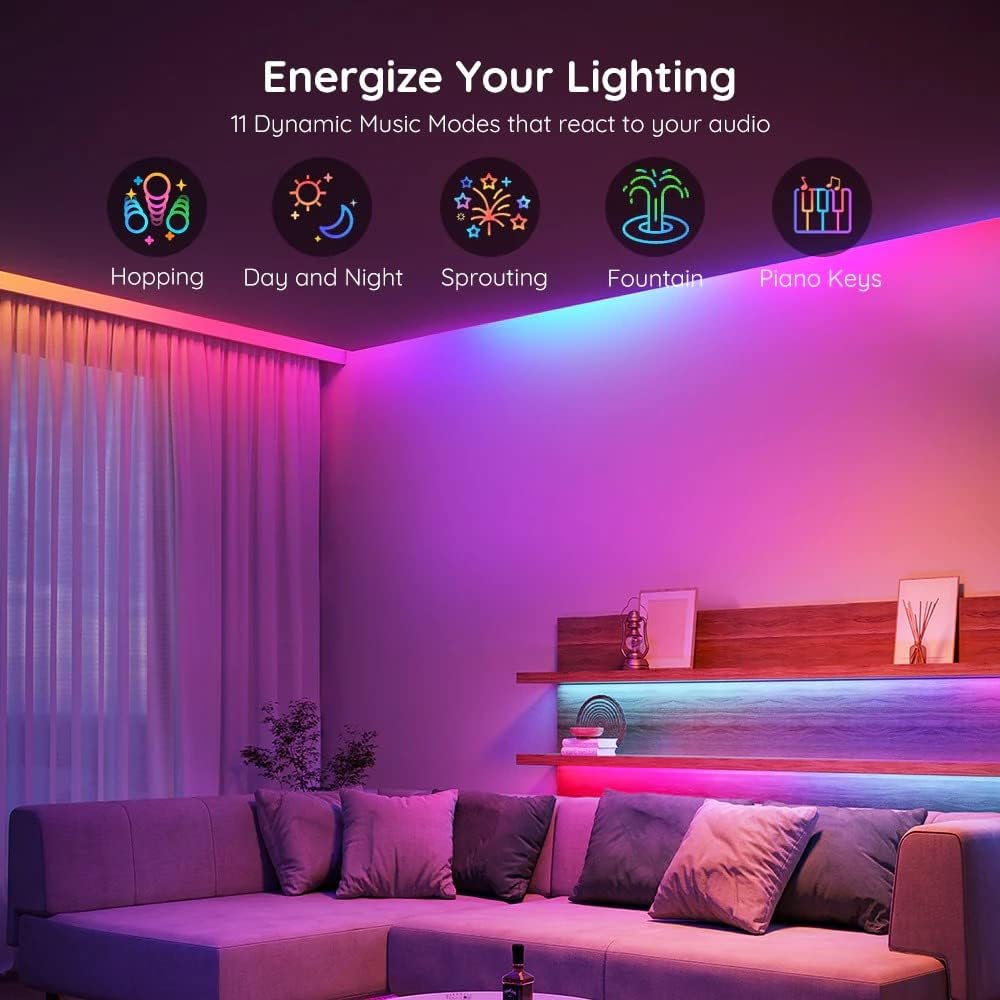 شريط اضاءة LED بتقنية واي فاي + بلوتوث من جوفي ار جي بي اي سي (10 متر)