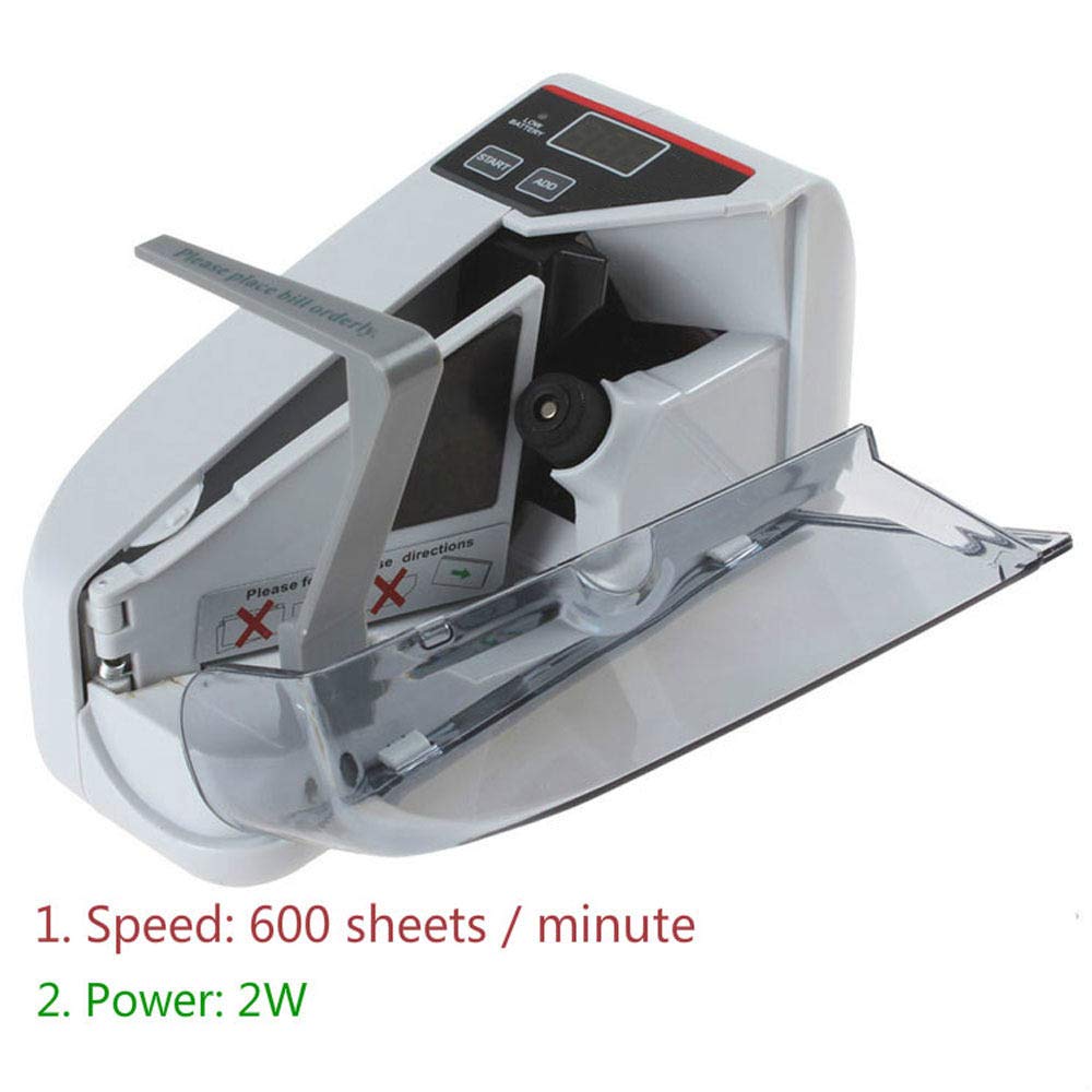 Portable Money Detector Machine, Portable Bill Value Counter, AC or Battery Powered for Most World Currencies