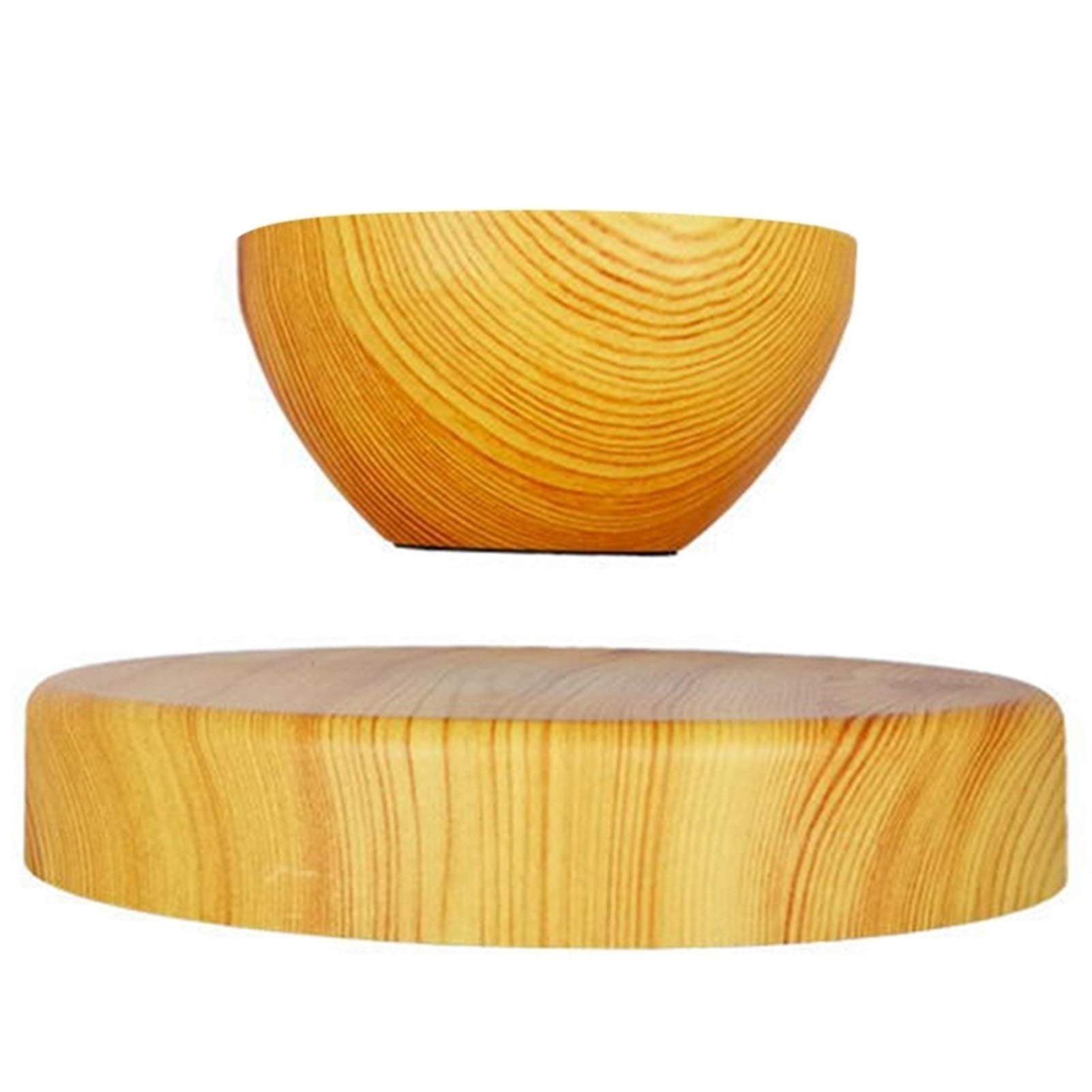 Levitation Potted Plant Floating Air Bonsai Tree Pot Garden Flower Pot Beautiful Gifts for Friends US Plug (Color : Wood Color)