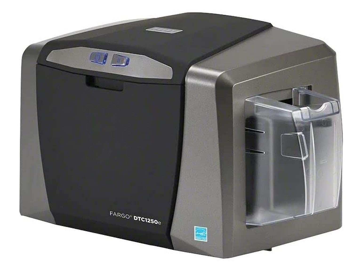 طابعة مزدوجة الجوانب DTC1250e من فارجو، موديل قاعدة، واجهة USB + 250 صورة + 100 بطاقة كمبيوتر بلون ابيض سادة CR 79/CR 80