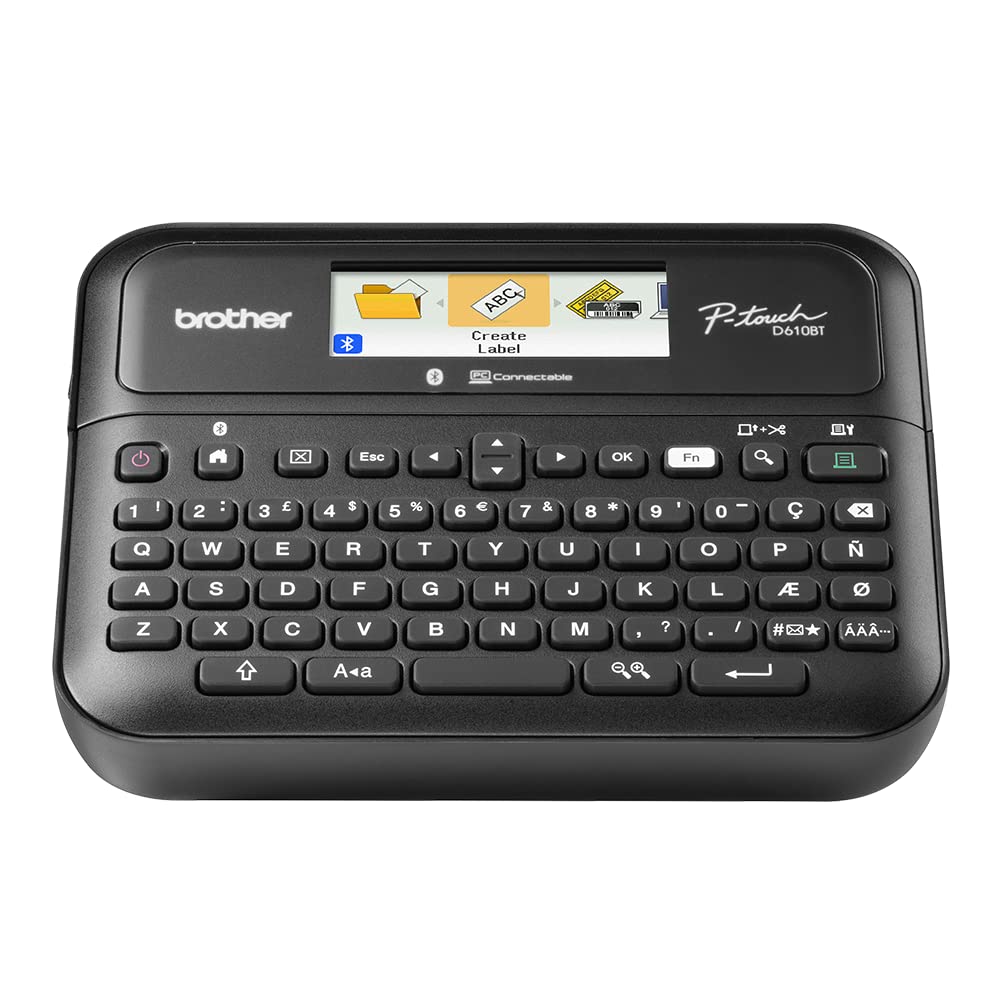 Brother PT-D460BT Versatile Desktop Label Printer | P-Touch Desktop Labeller | QWERTY Keyboard | Highly durable labels up to 18mm wide, UK Plug