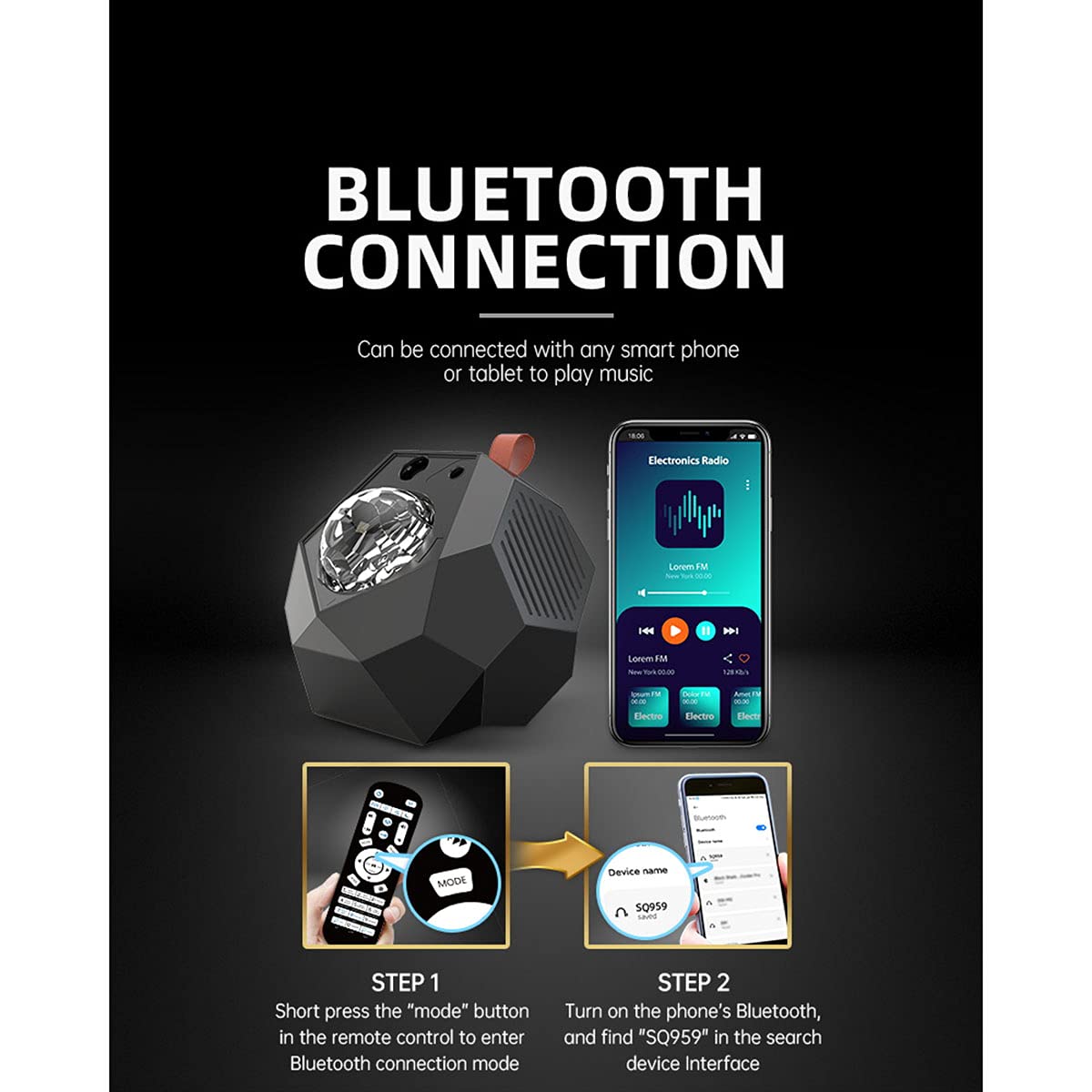 KANGCAI Azan Star Projector Night Light for Kids, Muslim Night Lights, Remote Rotating Galaxy Children's Bedside lamp Multi-Color Lighting Mode Built-in Qur'an