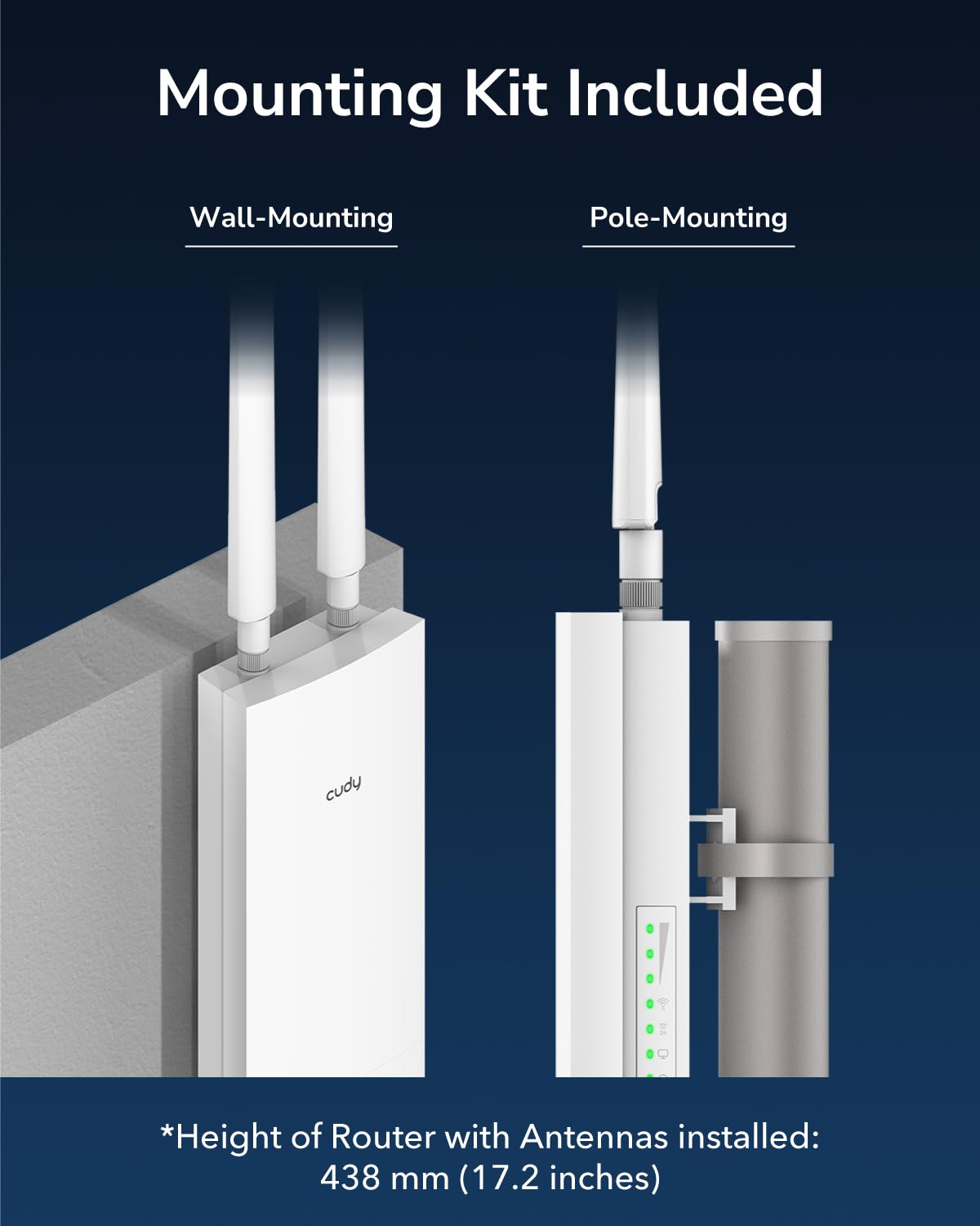 Codi AC1200 Gigabit Outdoor Wireless Access Point, Outdoor WiFi Extender, IP65 Waterproof, Gigabit RJ45, Beamforming, MU-MIMO, PoE Adapter Included, AP1300-Outdoor