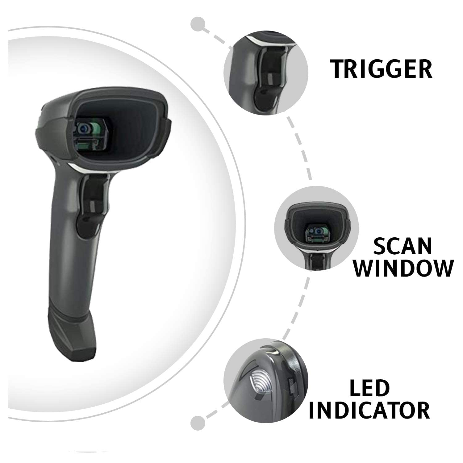 Zebra DS4608-SR Wired Handheld Barcode Scanner 1D 2D with USB Port, Wired Screen Code Reader QR Imaging for POS System - JTTANDS
