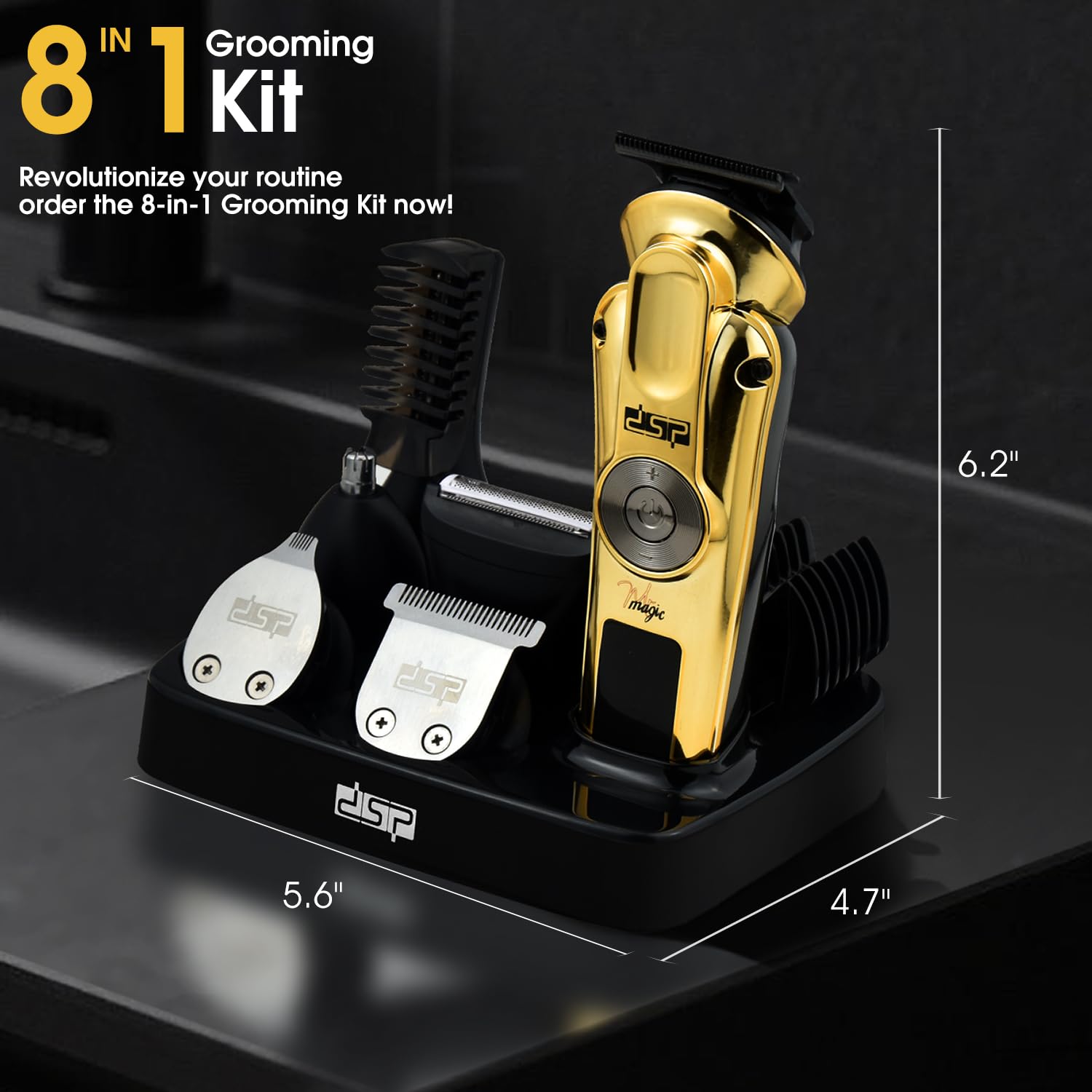 DSP Men's Facial Hair Trimmer Set, Beard and Nose Trimmer, Rechargeable via USB, IPX7 Waterproof