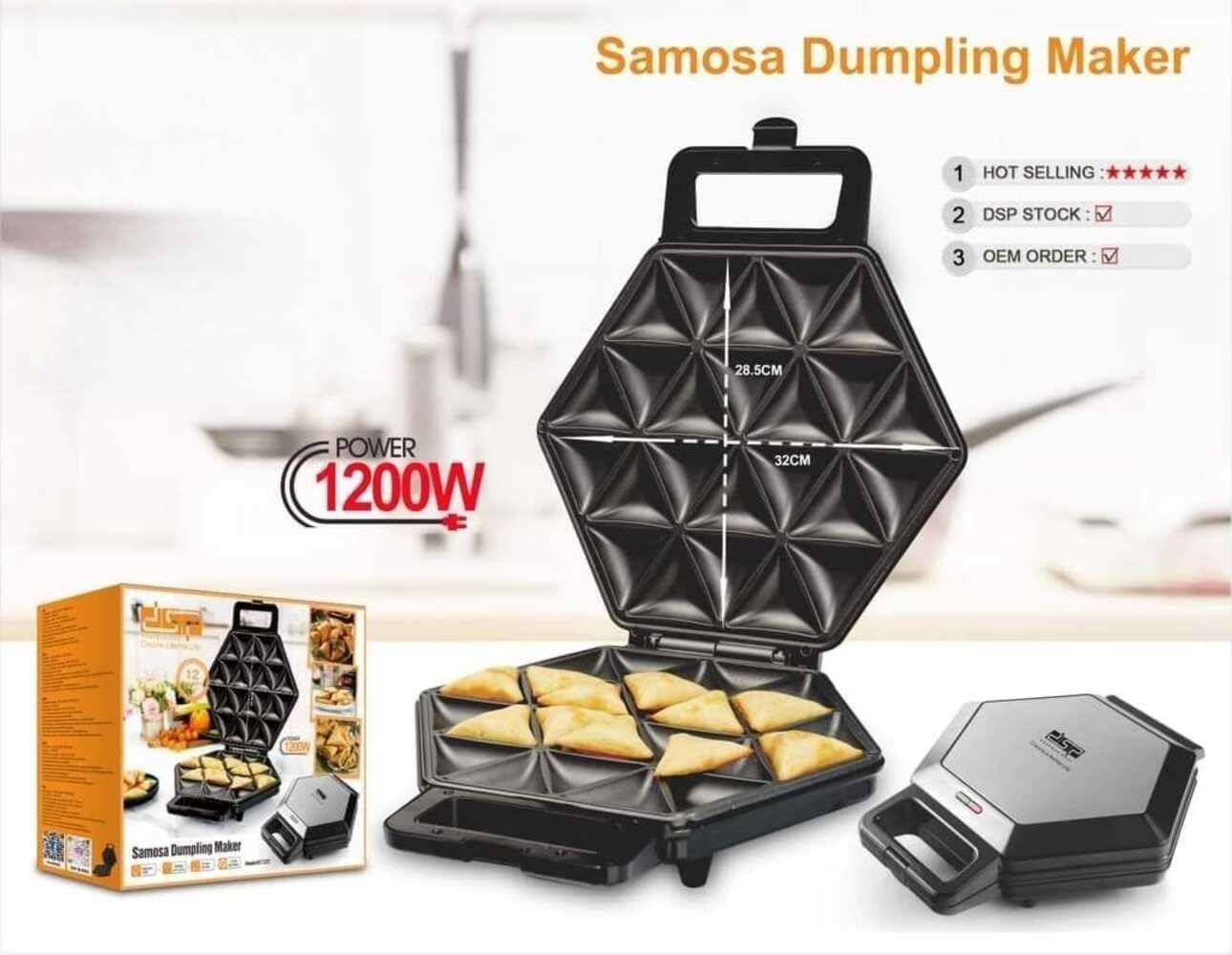 DSP Samosa Maker KC1221 with 8 Cavity Molds, 1200 Watt Power, Non-Stick Coating, Ideal for Home or Commercial Use