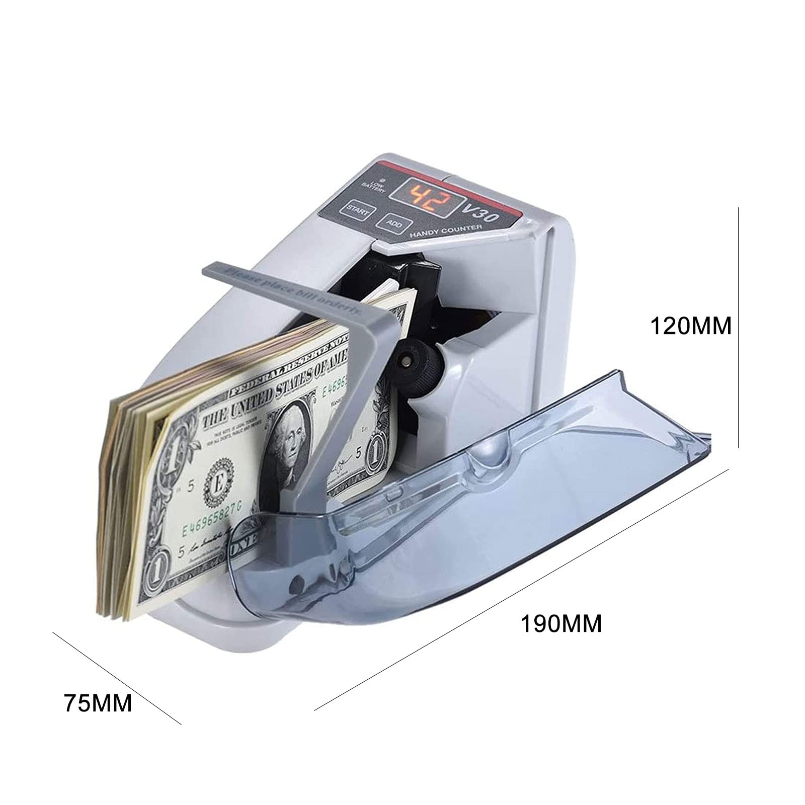 Practical Money Counter with LED Display, Mini Multi-Currency Bill Counter for Banks and Retail Stores