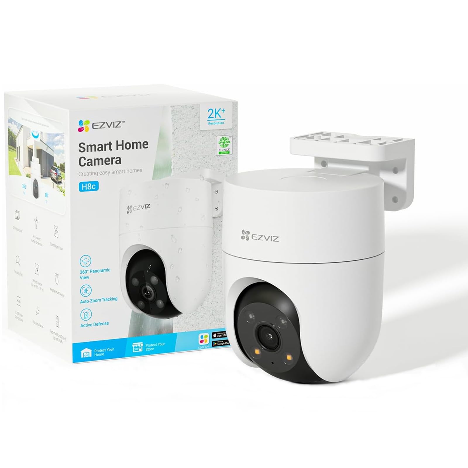 EZVIZ 4MP Outdoor Security Camera Wi-Fi Pan/Tilt | Smart Night Vision | 360° Coverage | Auto Tracking | AI Person Detection | Weatherproof Design | Supports MicroSD Card