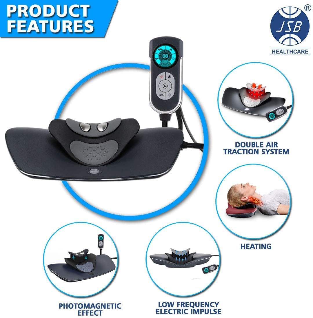 Fipka Neck Massager with EMS - Intensity Control for Spine Posture and Neck Pain Electric Neck Traction Device with TENS Pulse Nerve Stimulation for Pain Relief