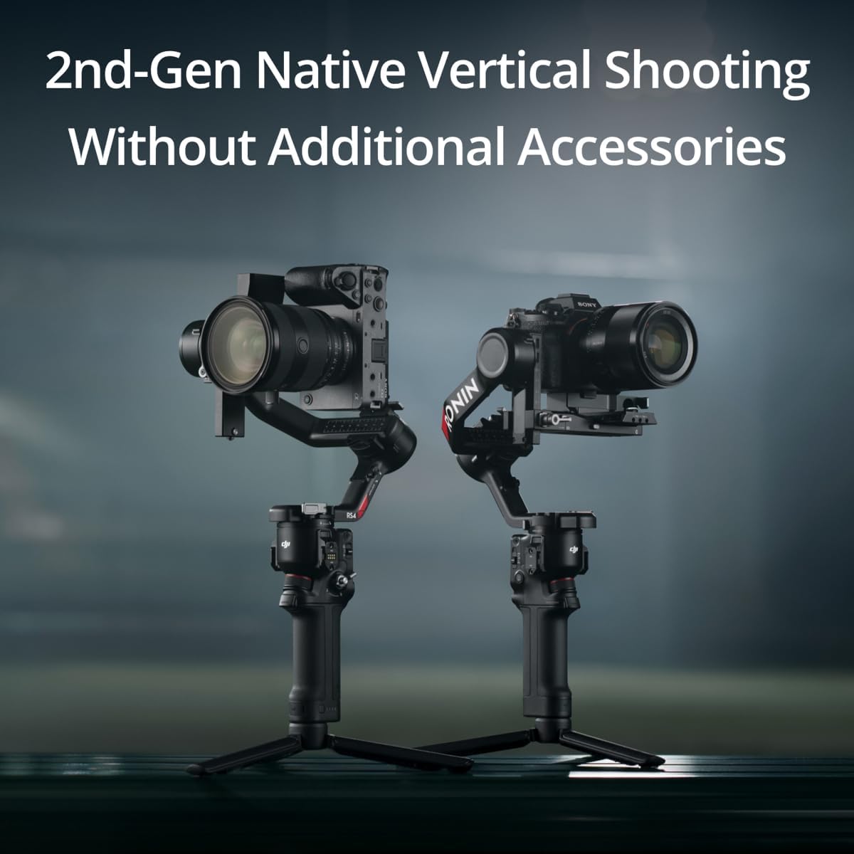 DJI مثبت جيمبال ار اس 4 ثلاثي المحاور لكاميرا دي اس ال ار والكاميرات غير العاكسة كانون وسوني وباناسونيك ونيكون وفوجي فيلم، تصوير عمودي اصلي من الجيل الثاني، عصا تحكم بمفتاح بوضعين اصدار الامارات