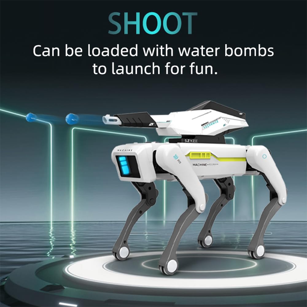 X-Verse RC Robot Dog for Children Remote Controlled Toy, Programmable Dance Music Robot Dog, Shooting Water Bombs Voice and Interact, Gifts for Boys, Girls 3-12 Years