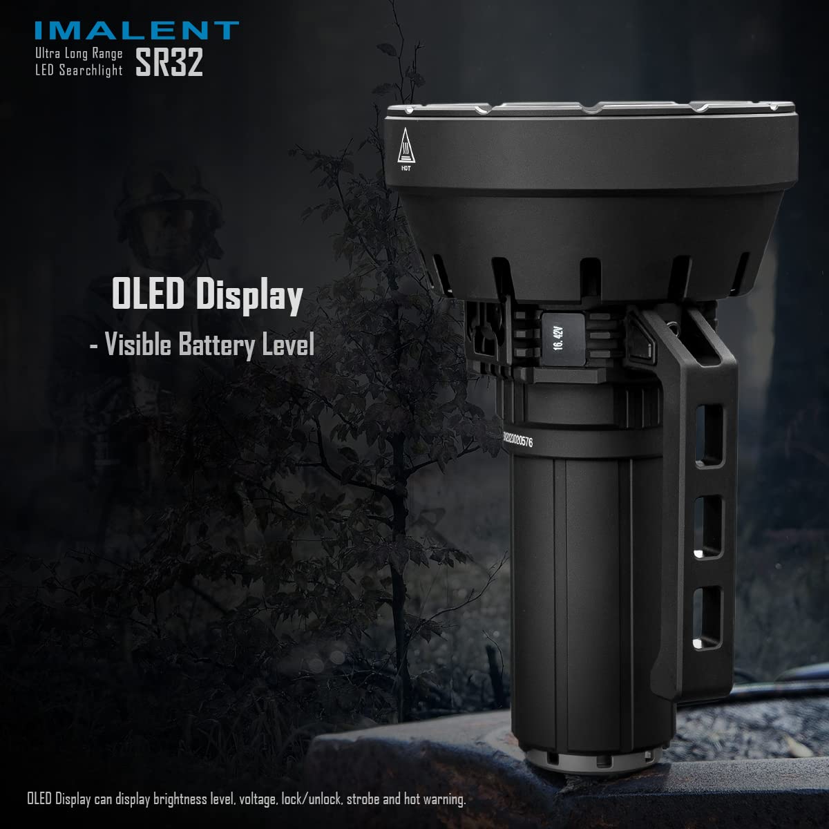 ايمالينت مصباح يدوي تكتيكي SR32 فائق السطوع 120000 لومن، مصباح LED عسكري فائق السطوع PD100W قابل لاعادة الشحن مع 32 كري اكس اتش بي 50.3 HI، شعاع طويل المدى، قابل لاعادة الشحن للمغامرات الخارجية