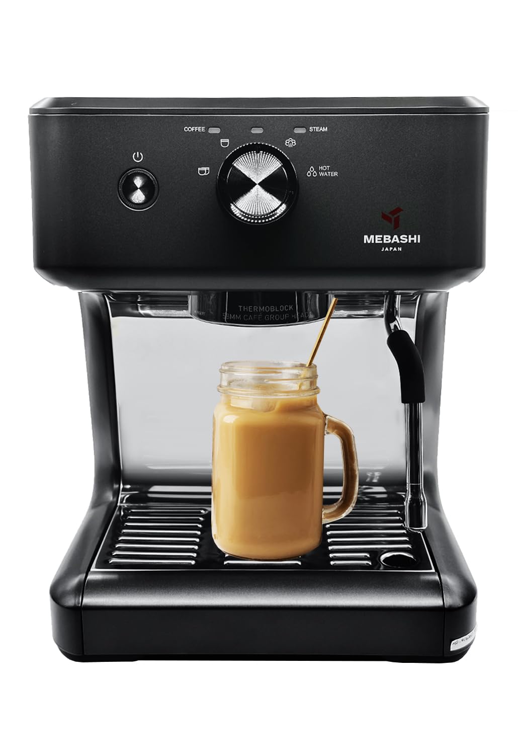 MEBASHI Espresso Coffee Machine - 1.25L, 20 Bar, Thermo Block Heating, PID Control (ME-ECM2045) (Black)| 1450W