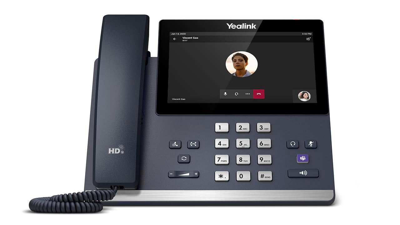 Yealink MP56 E2 Teams IP Phone, Android 13, Mid-Level, Compatible with Teams and Skype, 7-inch Touchscreen, HD Audio, Teams Button, Supports Office 365