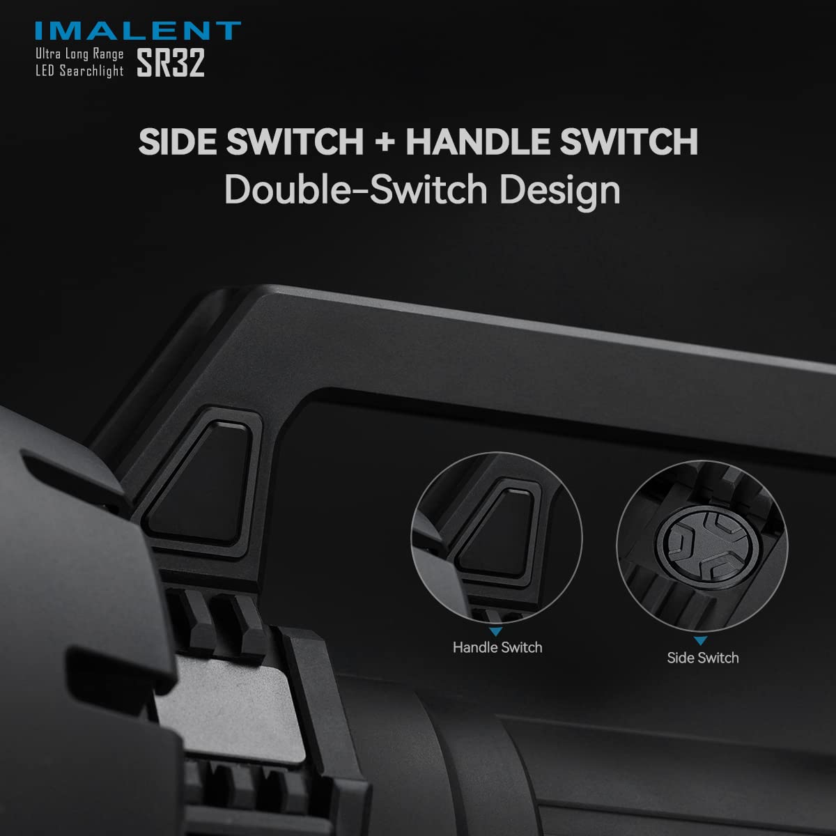 ايمالينت مصباح يدوي تكتيكي SR32 فائق السطوع 120000 لومن، مصباح LED عسكري فائق السطوع PD100W قابل لاعادة الشحن مع 32 كري اكس اتش بي 50.3 HI، شعاع طويل المدى، قابل لاعادة الشحن للمغامرات الخارجية