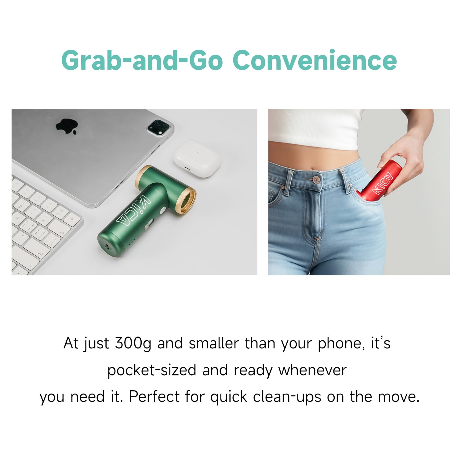 KICA Jet Fan Compressed Air Duster 2S, Electric Air Blower Alternative for Computer Keyboard Cleaning, Hair Drying, Camping, Outdoors, Car, Barber Shop, Handmade, Rechargeable, Fast Charging, Green