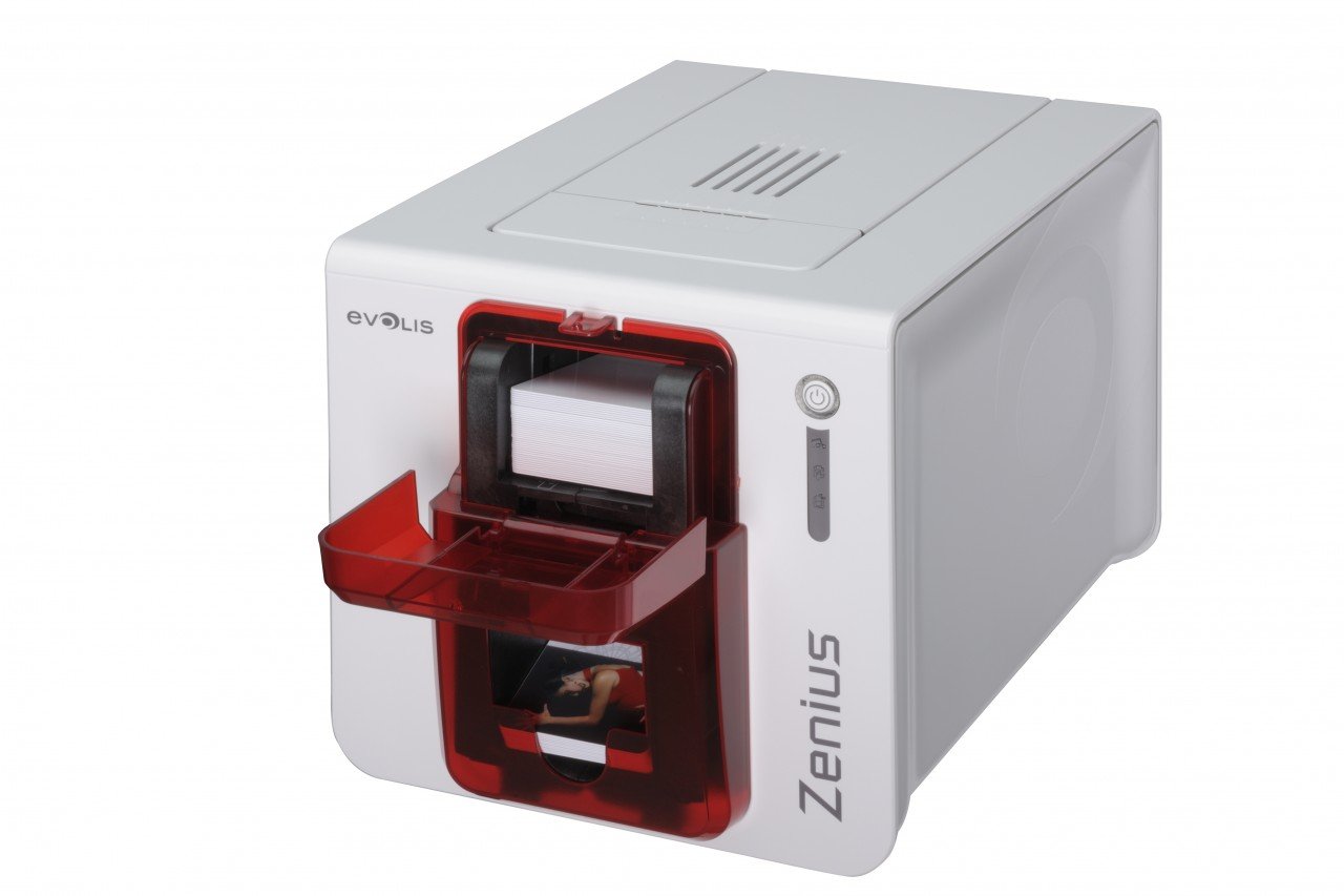 Evolis ZN1U0000RS - Zenius Classic, single sided - 300dpi, USB, red - incl.: card feeding, cable (USB), power supply, power cable (EU)