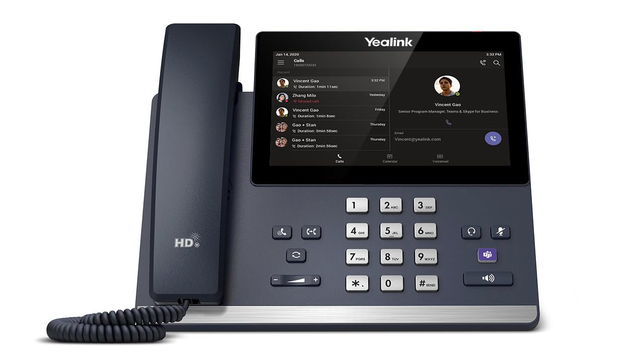 Yealink MP56 E2 Teams IP Phone, Android 13, Mid-Level, Compatible with Teams and Skype, 7-inch Touchscreen, HD Audio, Teams Button, Supports Office 365