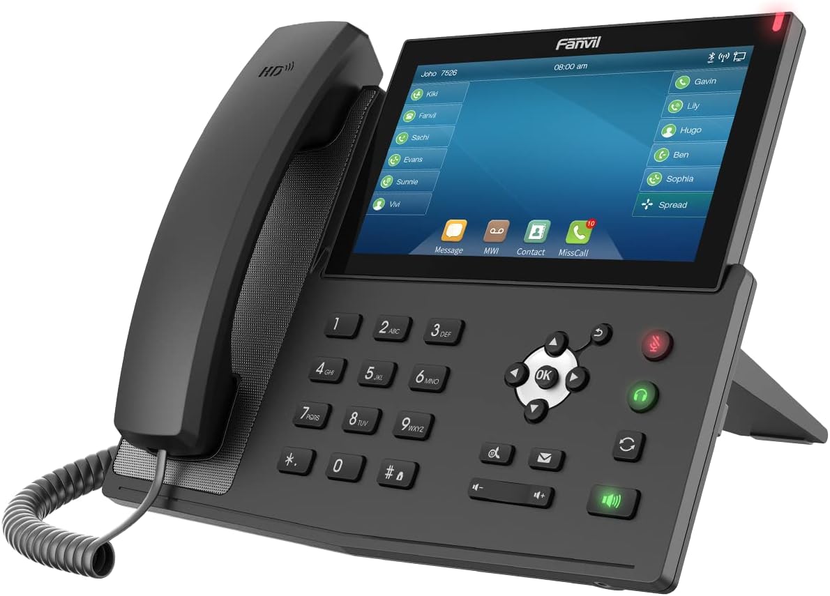 Fanvil X7 Enterprise VoIP Phone, 7-Inch Color Touch Screen, 20 SIP Lines, Power Adapter Not Included