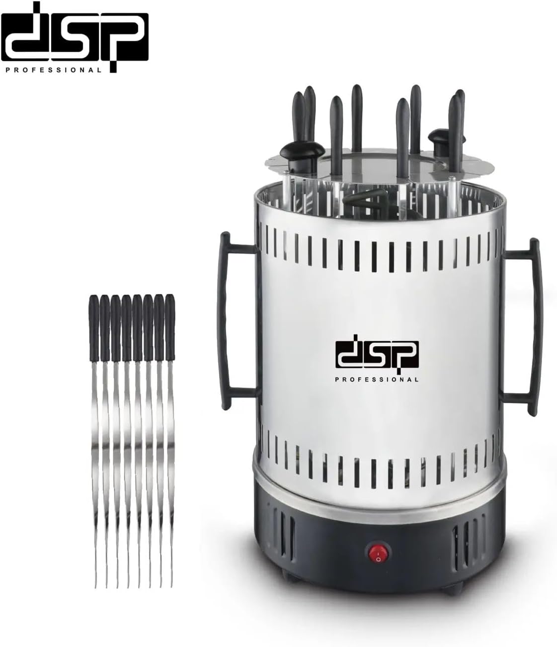 DSP KB4010 Electric Shawarma Grill with 8 Skewers, 1500W Power, Adjustable Temperature, Perfect for Home or Commercial Use