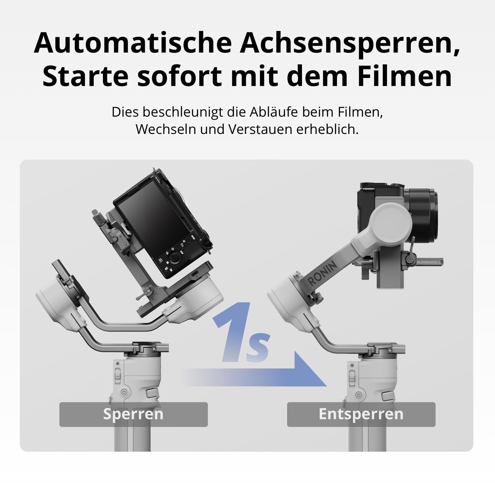 DJI مثبت جيمبال صغير ار اس 4 لكاميرا كانون/سوني/باناسونيك/نيكون/فوجي فيلم، اقفال محاور سيارة تتبع ذكي بسعة تحميل 2 كجم