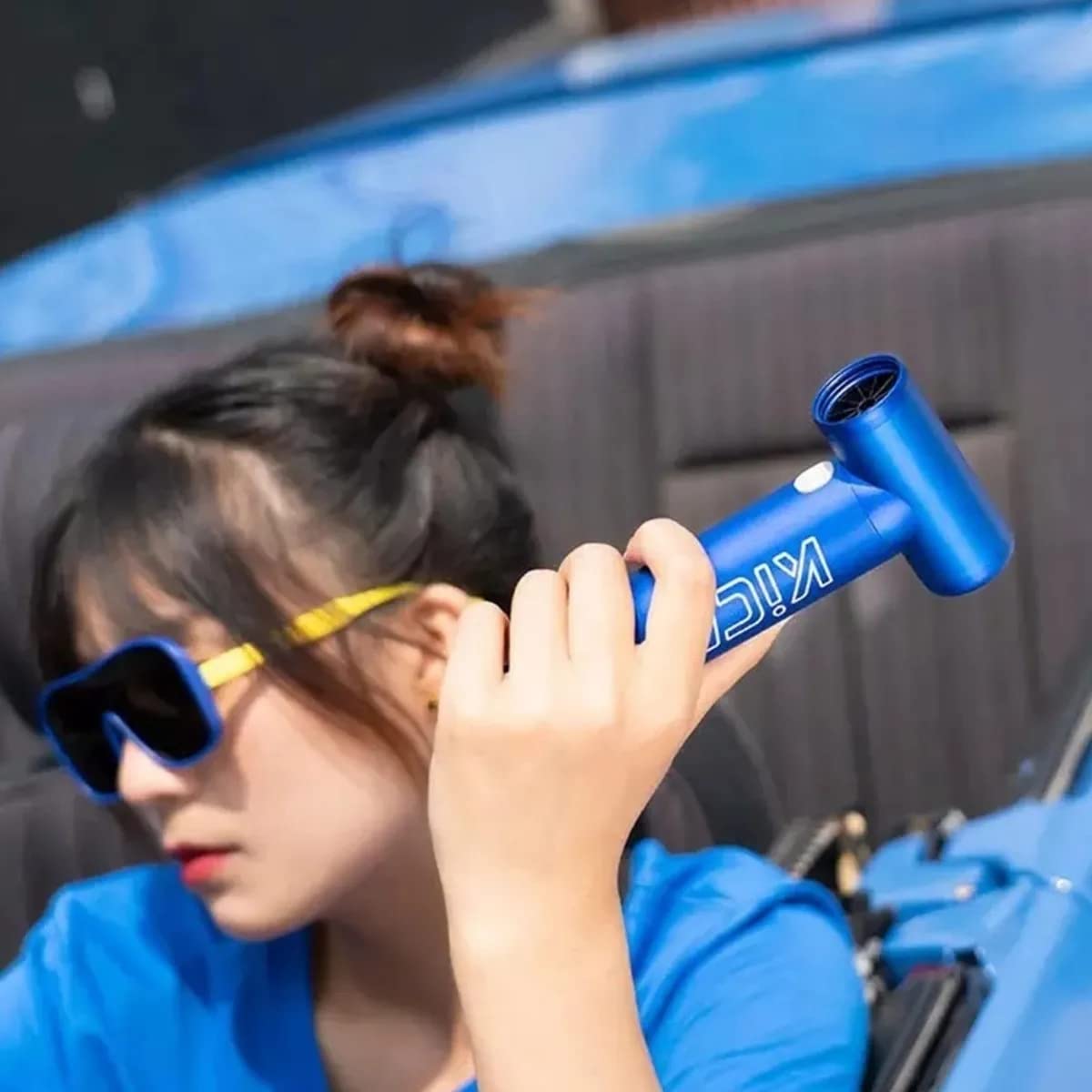 KiCA JetFan mini Electric Turbo Wireless Air Blower, 87000RPM, 4-Speed, Rechargeable (Blue)