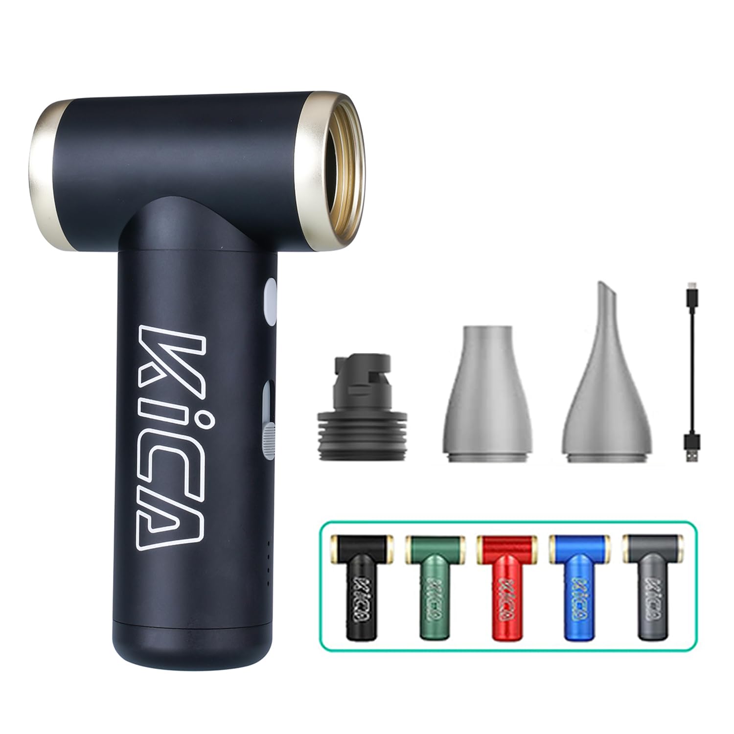 Kica Compressed Air Duster-JetFan 2S Electric Air Duster,117000 RPM Rechargeable Cordless Air Blower for Cleaning Keyboard&PC, Jet Dry Duster with New Extreme Mode, Metal Shell-Black