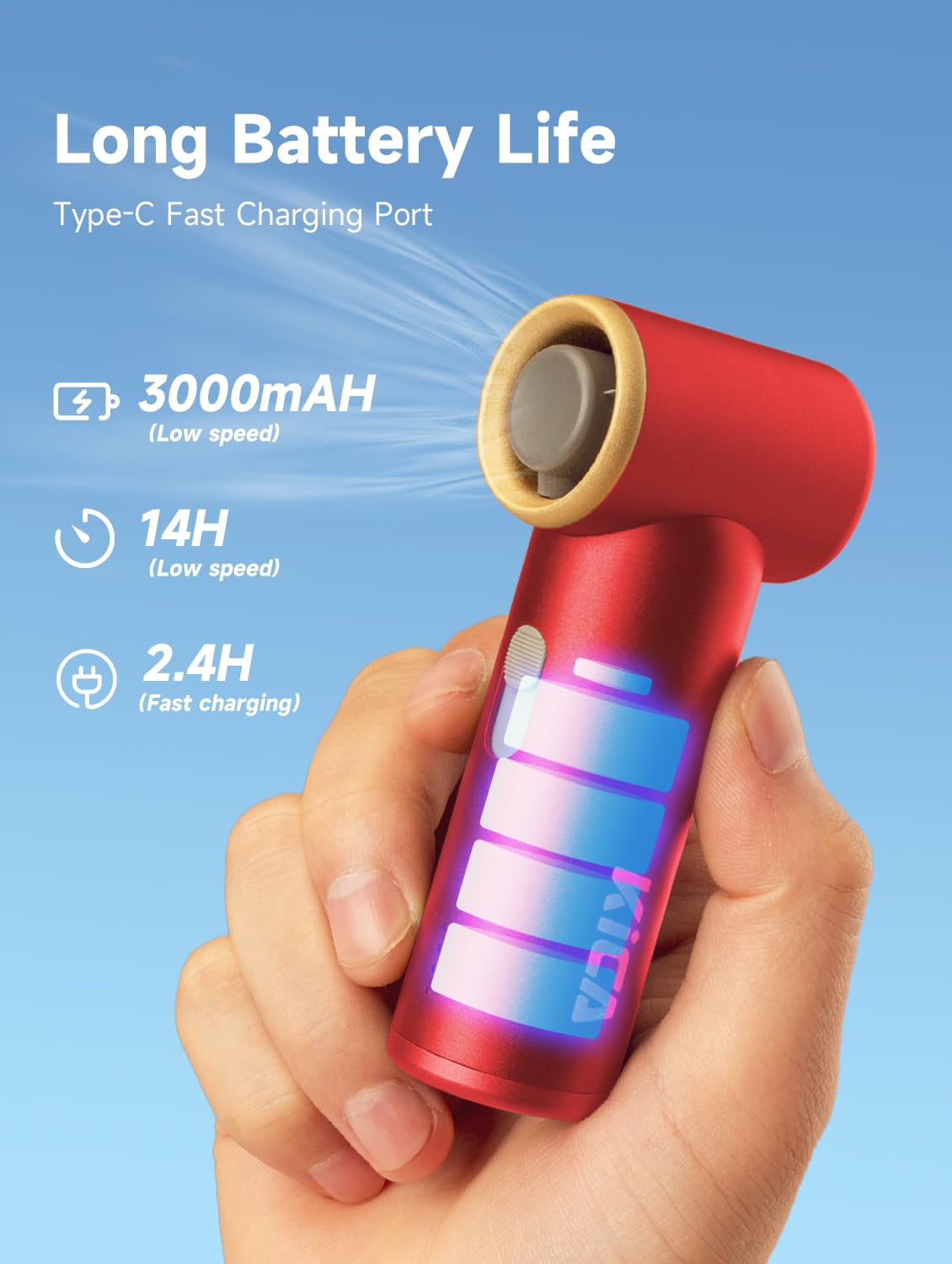 كيكا مروحة محمولة صغيرة محمولة 2024 [بحد اقصى 15 ساعة عمل] 5000mAh، مروحة جيب قوية [تبريد 36000 دورة في الدقيقة] سرعة قابلة للتعديل، هيكل معدني، مروحة شخصية للمكتب والسفر والتخييم في الهواء الطلق -