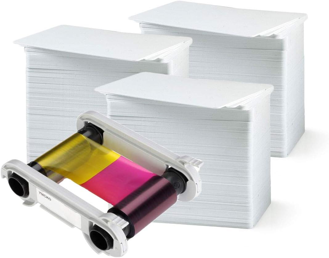 إيفوليس R5F008AAA شريط ملون - YMCKO - 300 طباعة مع بطاقات بودنو بريميوم CR80 30 مل جودة جرافيك PVC - الكمية 300