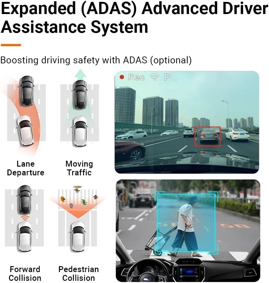 70mai Dash Cam M500, 1944P Resolution, GPS, Extended ADAS, Voice Control, 170 Degree Wide Angle, 64GB eMMC Storage, Driving Data Overlay, WiFi, App Control, Optional Monitoring