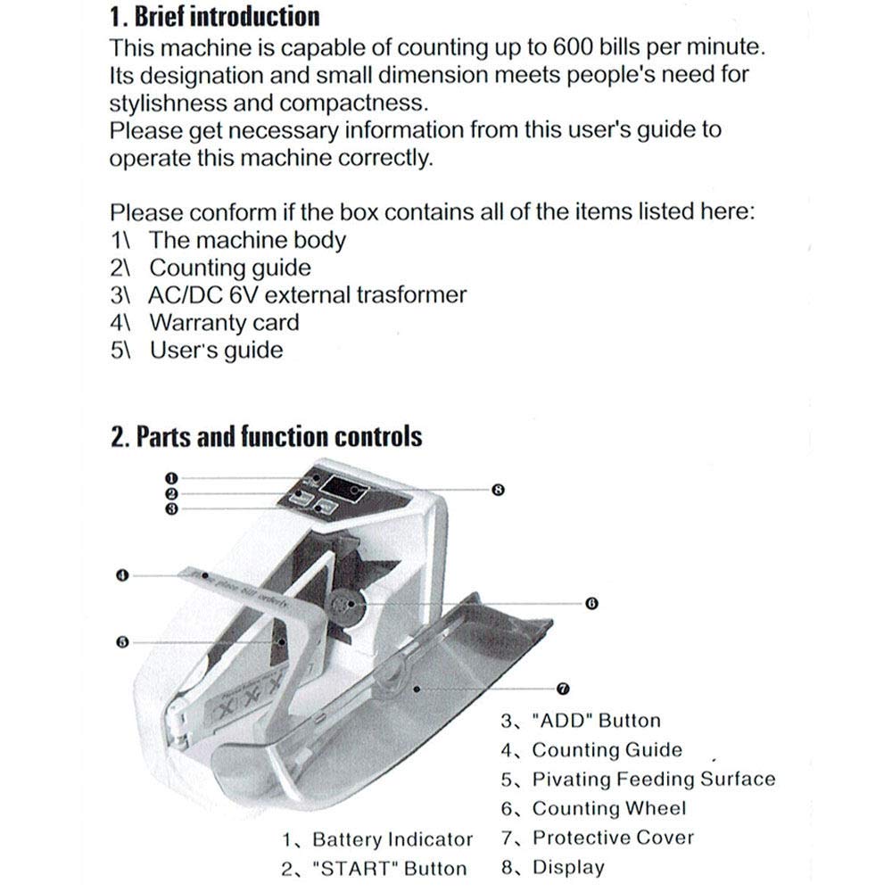 Portable Money Detector Machine, Portable Bill Value Counter, AC or Battery Powered for Most World Currencies