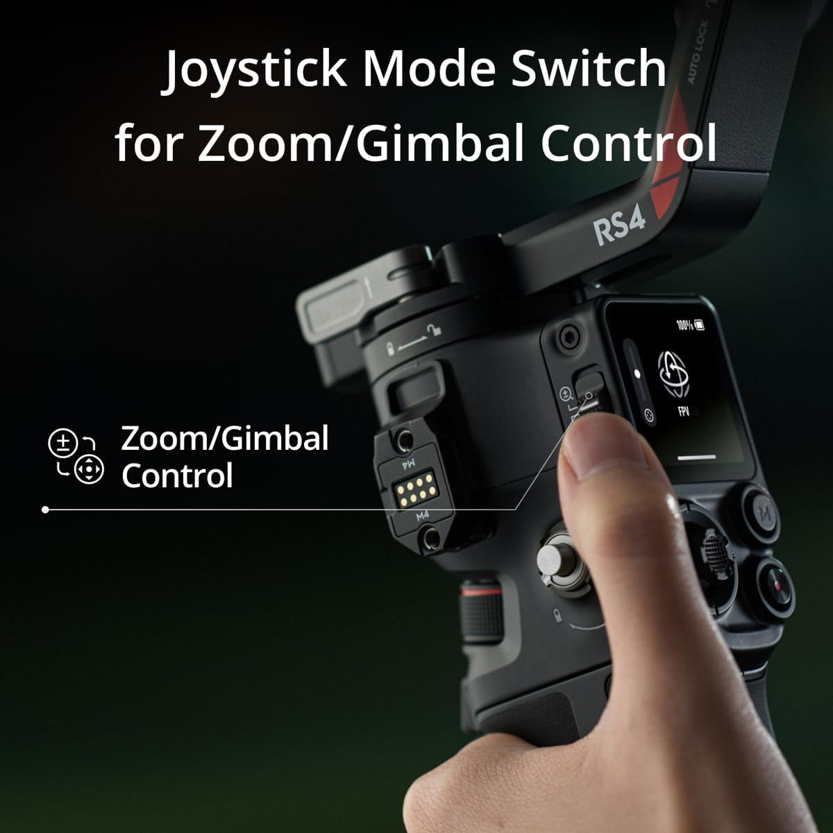 DJI مثبت جيمبال ار اس 4 ثلاثي المحاور لكاميرا دي اس ال ار والكاميرات غير العاكسة كانون وسوني وباناسونيك ونيكون وفوجي فيلم، تصوير عمودي اصلي من الجيل الثاني، عصا تحكم بمفتاح بوضعين اصدار الامارات