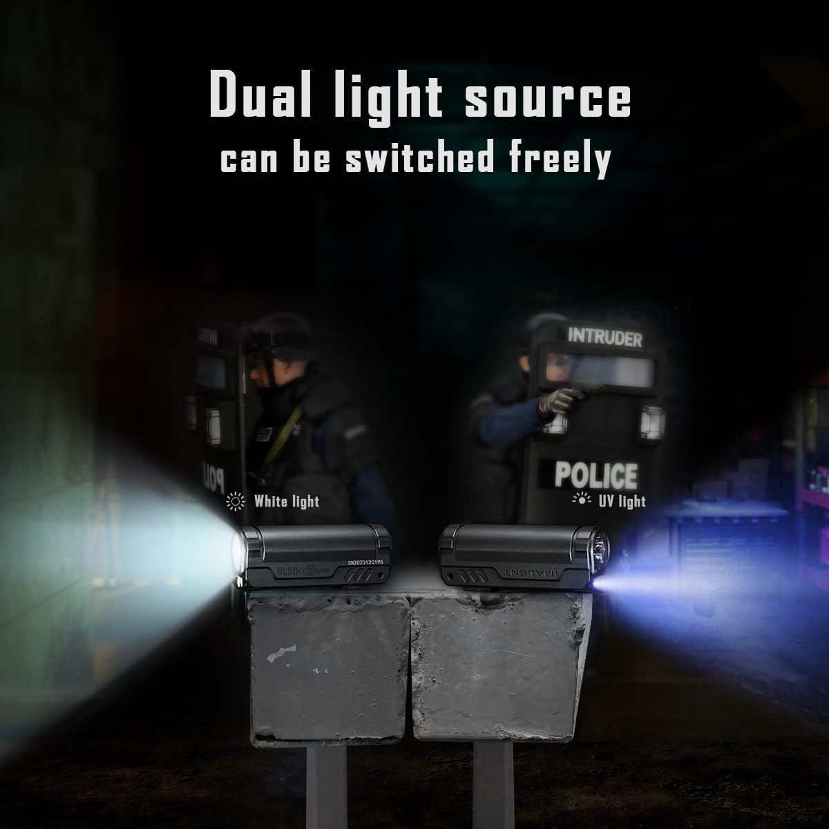 IMALENT BL50 Mini EDC Torch 3600 Lumens with 365nm UV Light, Use CREE XP50.3 Hi LED Type C Rechargeable Flashlight with for Outdoor and Police Service (Black)