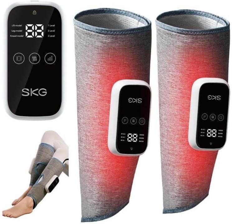 SKG Leg Massager with Heat, Cordless Foot and Calf Massager for Circulation, 3 Modes 3 Intensities Portable Leg Massager for Pain Relief Use at Home Office Car Women Men Gifts BM3-E