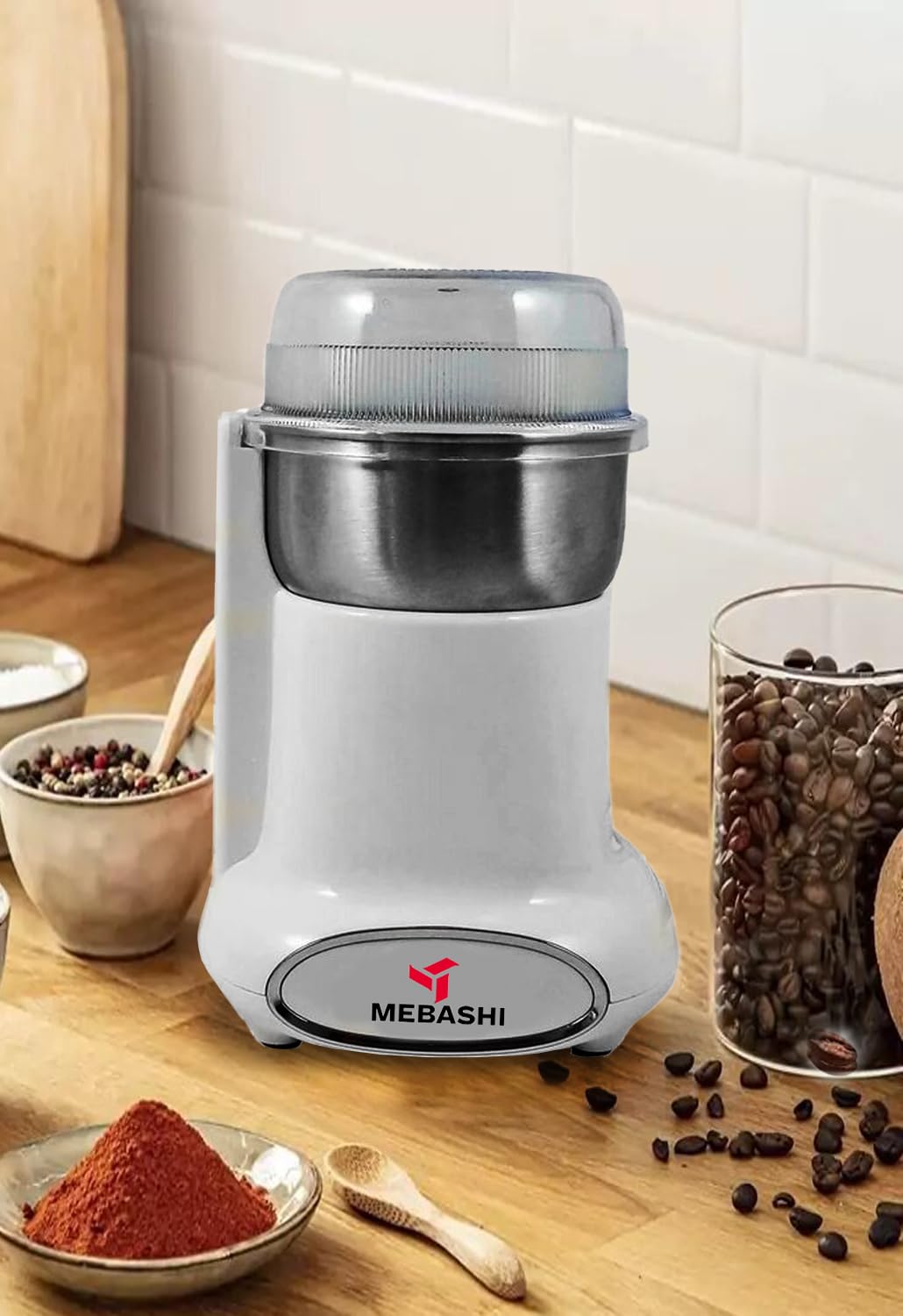 Maybashi Coffee Grinder 50g Capacity, Stainless Steel Bowl, Overheat Protection, (ME-CG2282) (Black) | 200 Watts