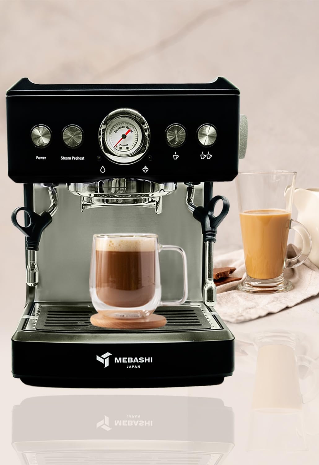 MEBASHI Commercial Coffee Machine, 2.1L Capacity, 20 Bar Pressure, (ME-CCM2051) (Black)| 1350W