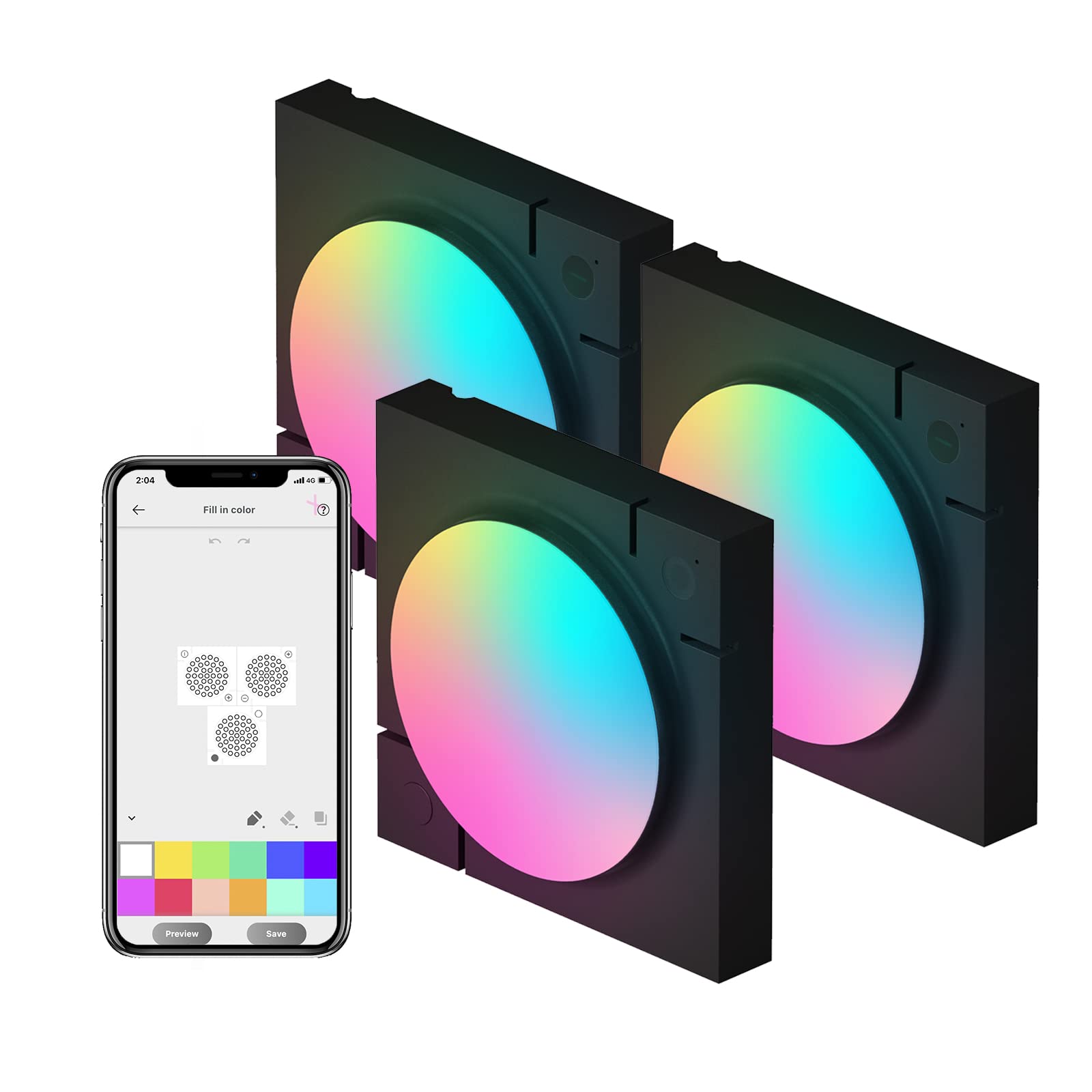 Cololight LED Lights - Wall and Night Lights, Music Sync Multi-Color, Compatible with Alexa and Google (Mix of 3 Pieces)