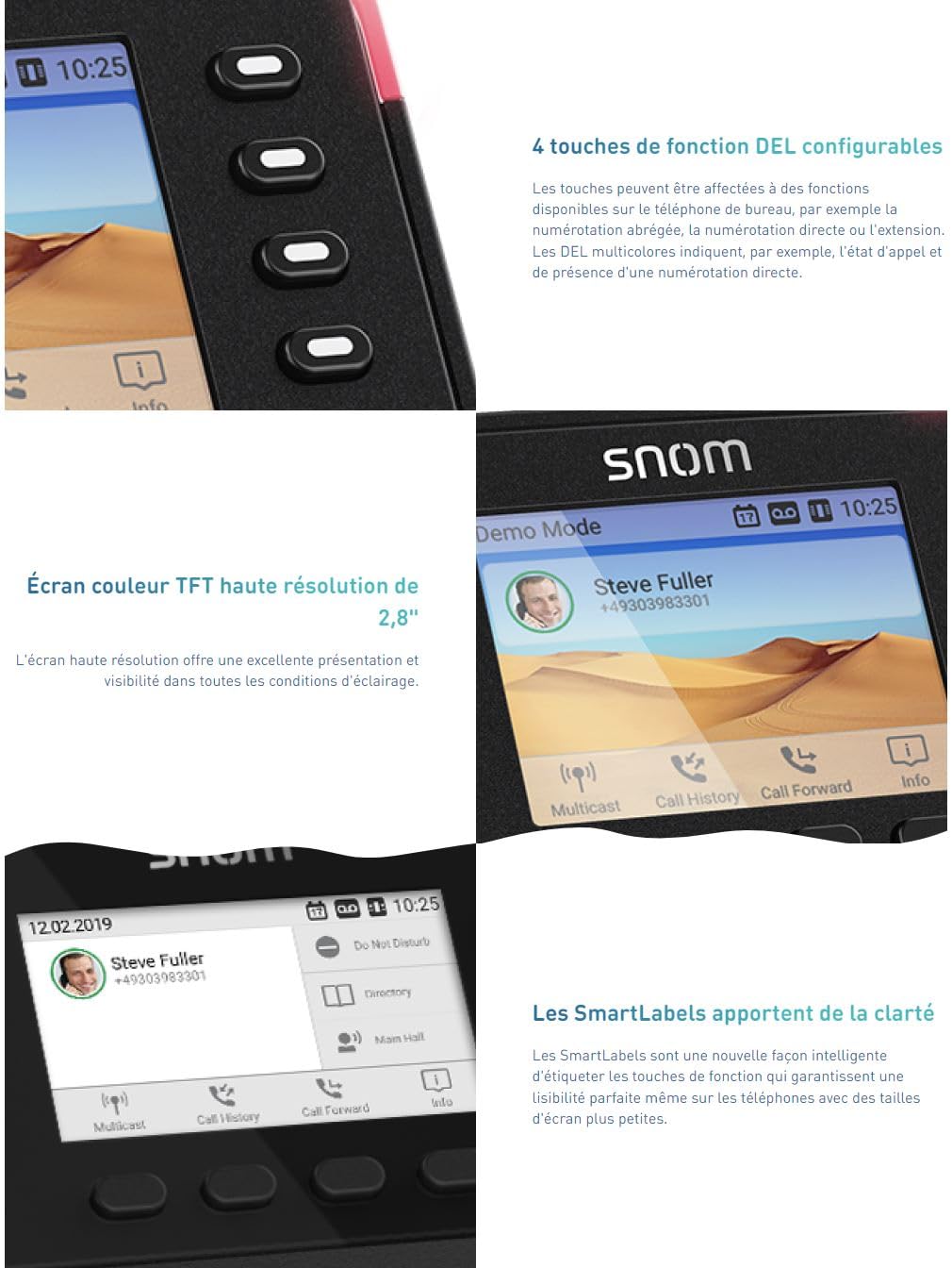 سنوم هاتف مكتبي اي بي D713، مقاس الشاشة 2.8 انش