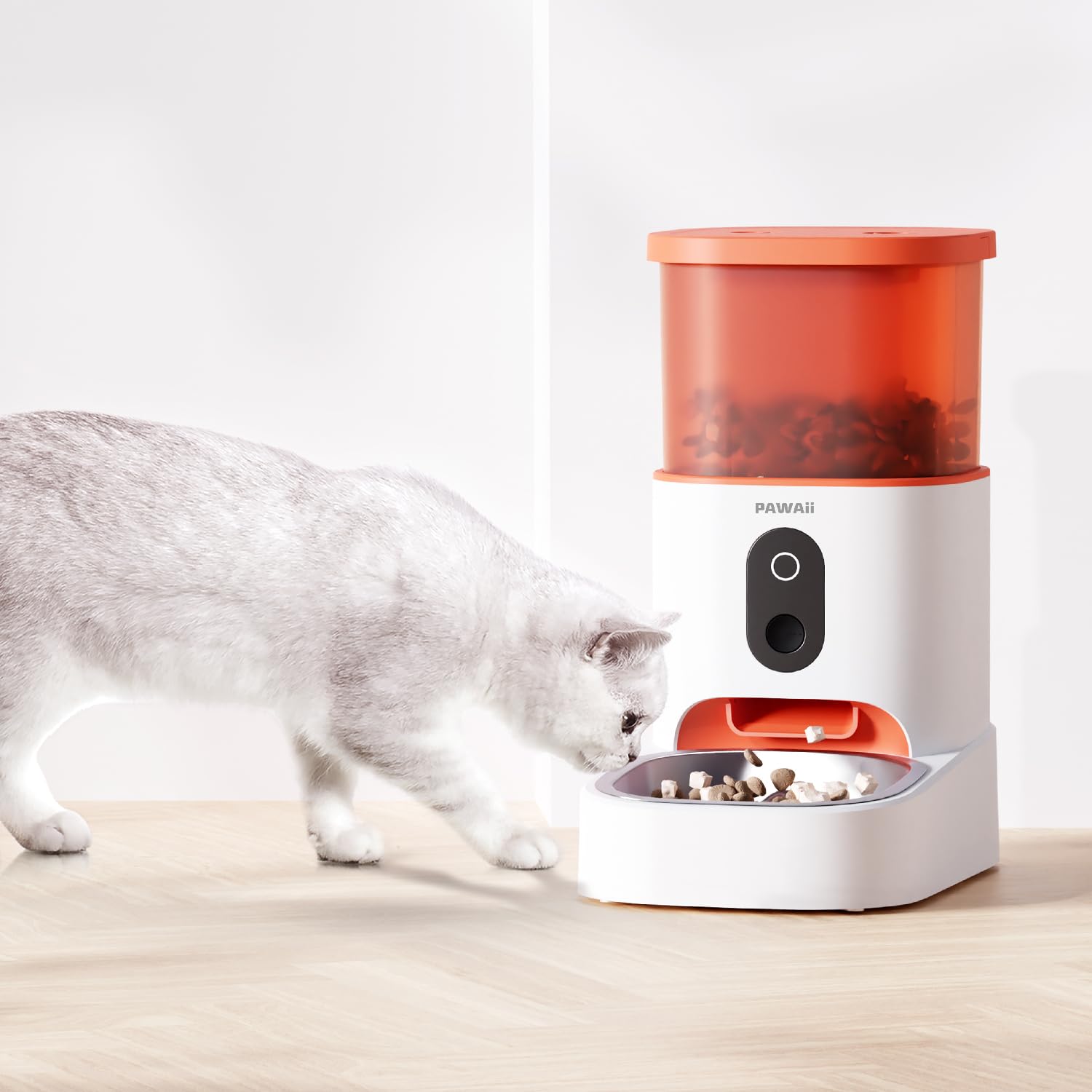 Pawaii Automatic Cat Feeders with App Control, 2.4G Wi-Fi Enabled Smart Pet Feeder for Cat and Dog, Automatic Cat Food Dispenser with Portion Control, 1-30 Meals Per Day, 3L