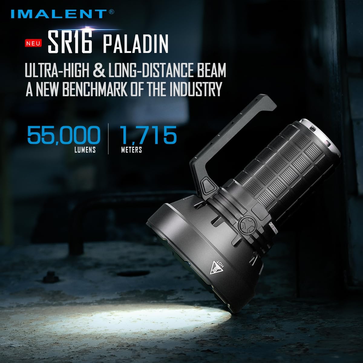 Imalent SR16 Rechargeable Flashlight 55000 Lumens Ultra Bright, Long Beam 1715m Flash Light with Cree XHP50.3 HI LED Waterproof