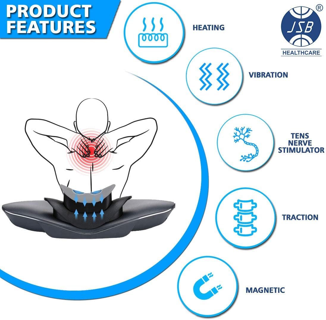 Fipka Neck Massager with EMS - Intensity Control for Spine Posture and Neck Pain Electric Neck Traction Device with TENS Pulse Nerve Stimulation for Pain Relief