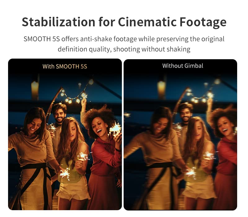 ZHIYUN Smooth 5S Combo Handheld Gimbal Stabilizer with Dual-Side Magnetic Lights for iPhone Smartphone Android Cell Phone - Portable Stabilizer for Vlogging, YouTube, Tiktok, Live Video