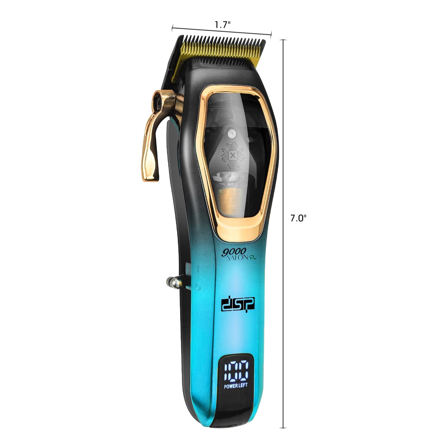 DSP Pro Barber Hair Clippers Set: Cordless Magnetic 9000 RPM, Constant Speed Control for Smooth Cutting. Ceramic Blades, 2500mAh Battery, Low Noise & Heat - Ideal for Men's Grooming & Fades (Blue)