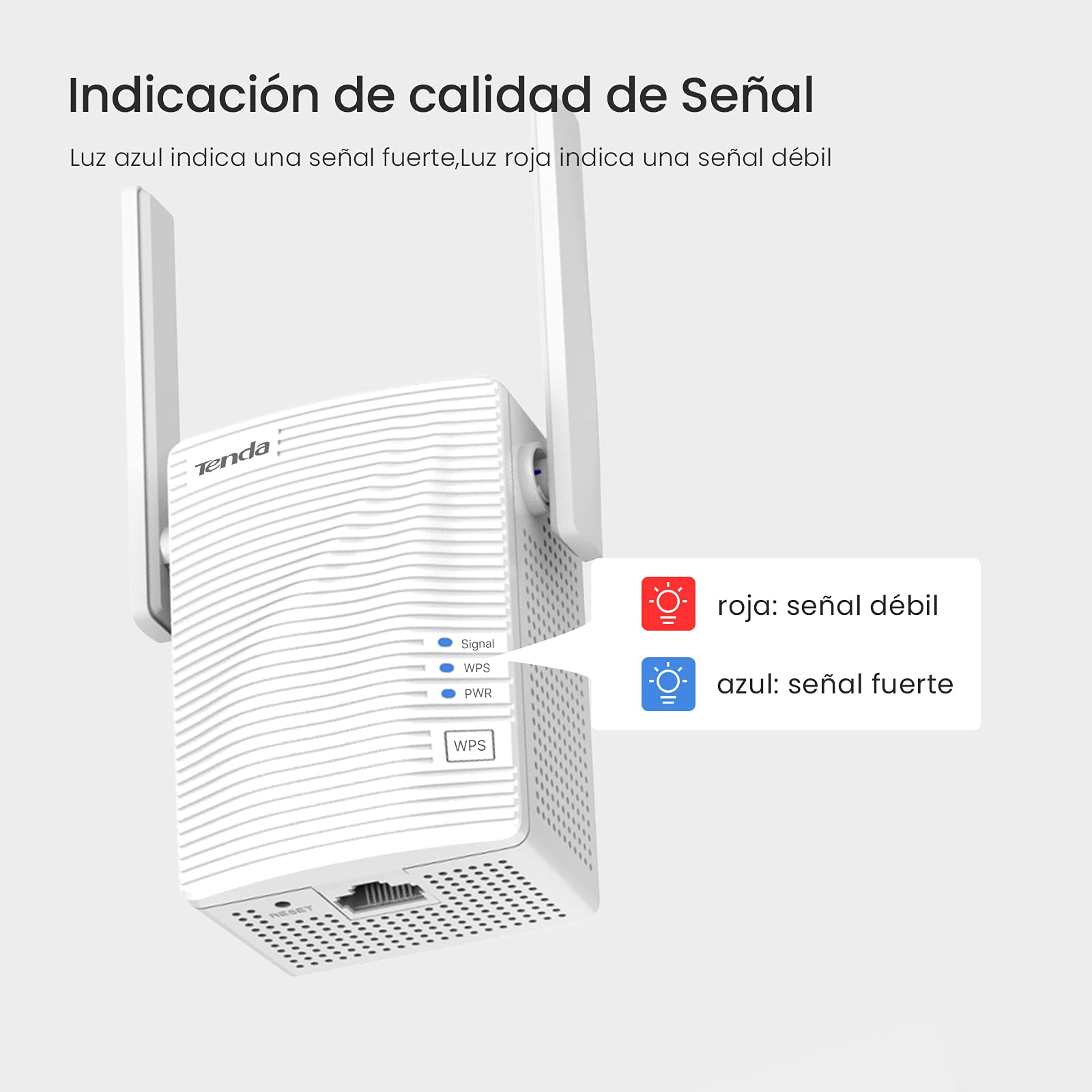 Tenda A15 WLAN Amplifier Repeater (Dual Band 750 Mbit/s 433 Mbps 5 GHz, 300 Mbps 2.4 GHz, 1x LAN Port, WPS, Status LED, 2x Antennas, AP Mode, Compact Design, Plug & Play) White