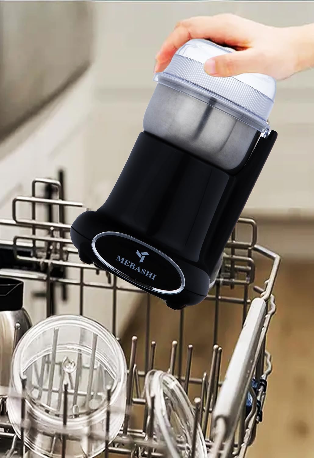 Maybashi Coffee Grinder 50g Capacity, Stainless Steel Bowl, Overheat Protection, (ME-CG2282) (Black) | 200 Watts
