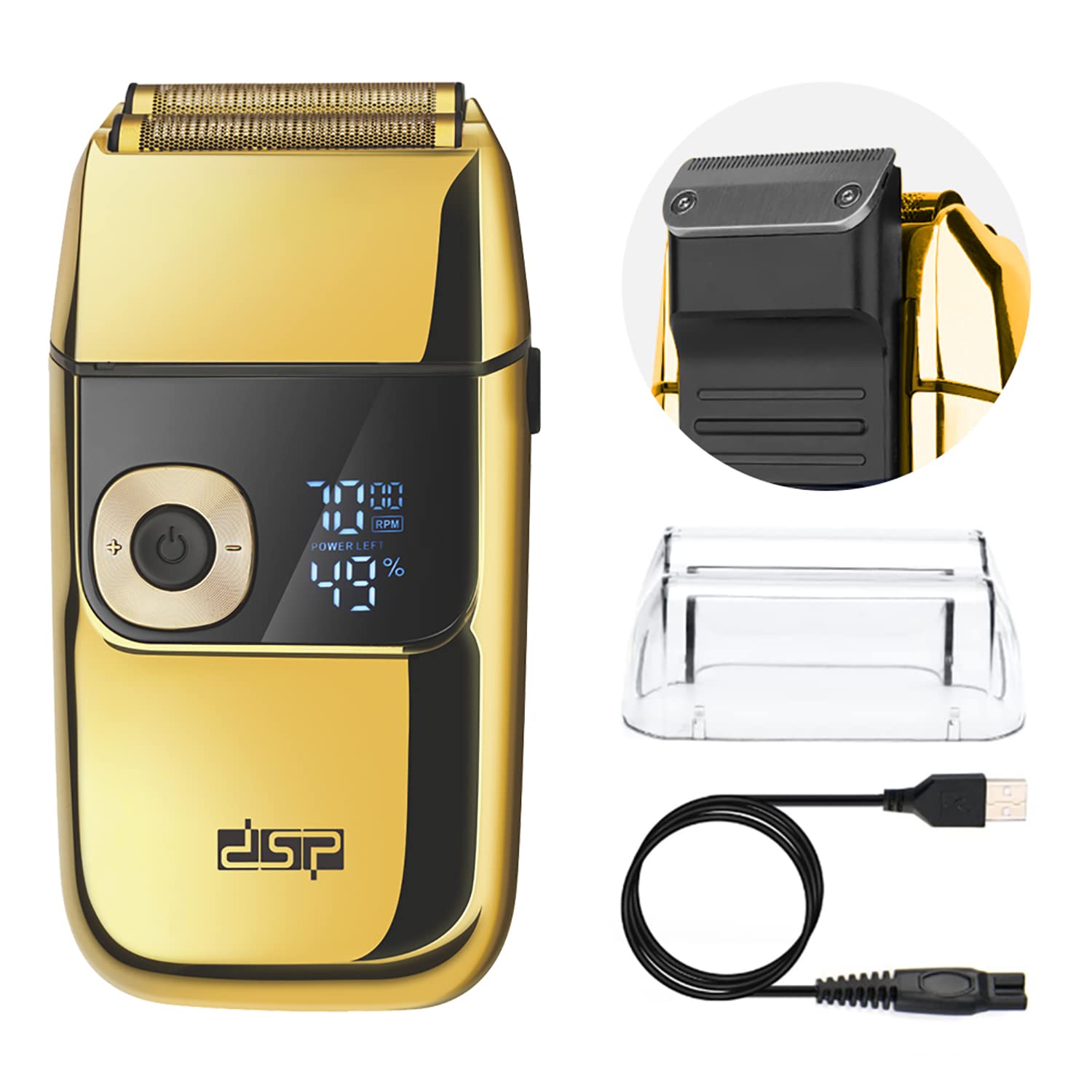 DSP Beard Foil Shaver Shaving Razor Electric Beard Trimmer USB Charging Cable with LED Digital Display