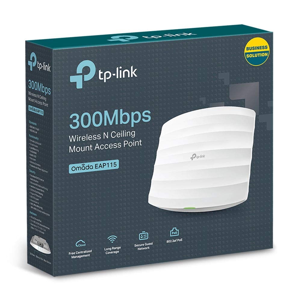 TP-Link EAP115(UK) N300 Wireless Ceiling Mount Access Point, Support PoE 802.3af and Direct Current, Easily Mount to Wall or Ceiling, Simply Managed by Free EAP Controller Software (EAP115)
