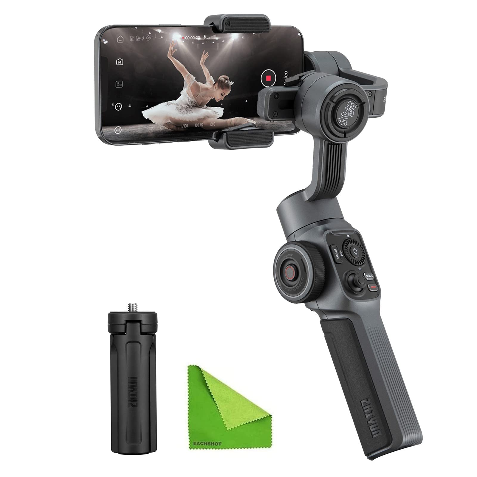 زيون مثبت جيمبال احترافي سموث 5 لموبايل ايفون 15 برو ماكس بلس 14 13 ميني 12 11 XS X XR 8 اندرويد للهواتف الذكية 3 محاور جيمبل محمول باليد مع تتبع الوجه بفاصل زمني POV FiLMiC Pro