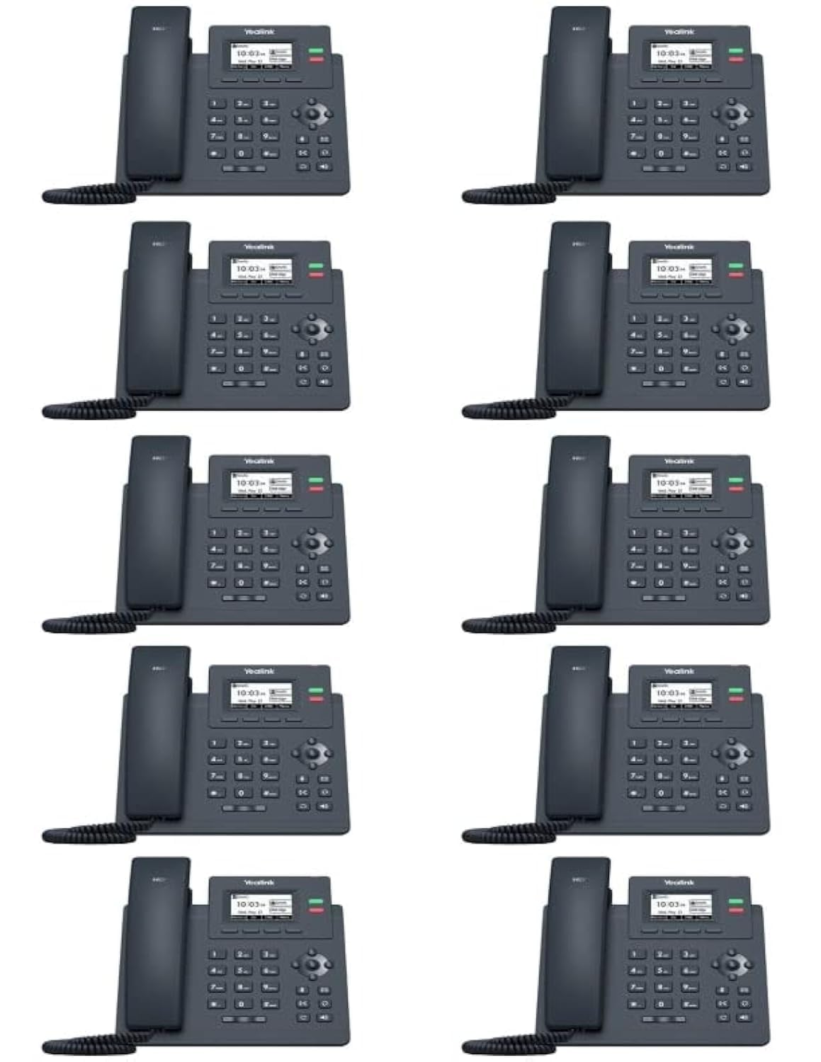 Yealink SIP-T31P IP Phone [10 Pack] 2 VoIP Accounts. 2.3-Inch Graphical Display. Dual-Port 10/100 Ethernet, 802.3af PoE, Power Adapter Not Included (SIP-T31P)