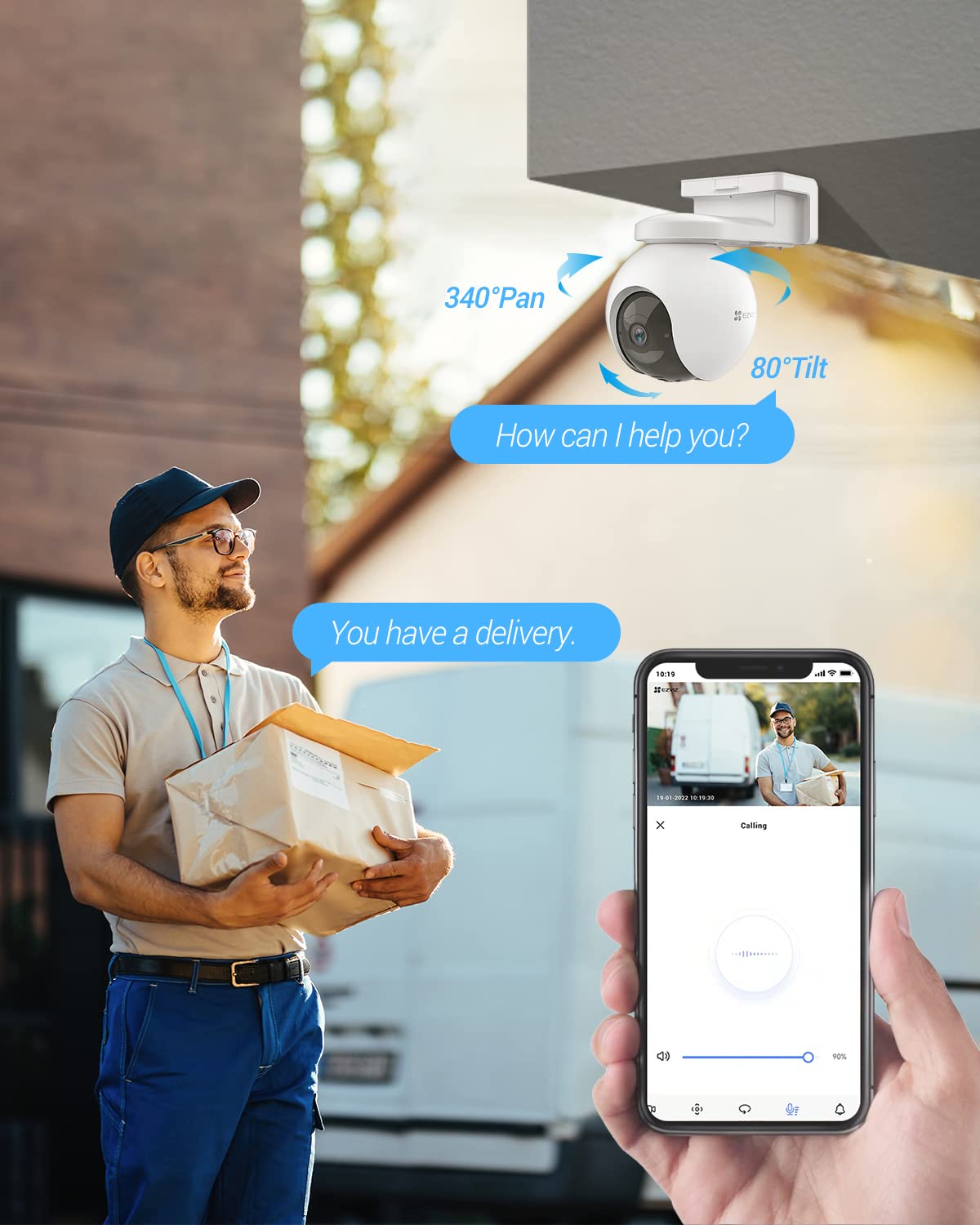 EZVIZ كاميرا مراقبة خارجية 2K 4G مع موقع جي بي اس، كاميرا مراقبة بي تي زد، متوافقة مع لوحة شمسية، رؤية ليلية ملونة، امالة 360 درجة، كشف الانسان بالذكاء الاصطناعي، تحدث ثنائي الاتجاه، منبه وتنبيه وامض